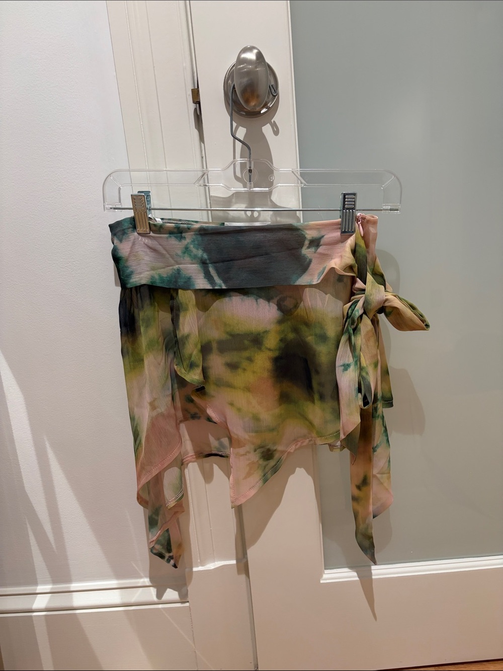 Peppermayo Pink, Green & Black Watercolor Tie Mini Skirt